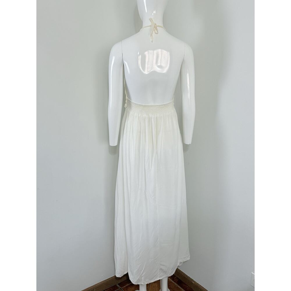 Lilbetter Womens Ivory Crochet Halter Maxi Dress Boho Beach Resort Vacation S - Picture 3 of 14